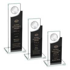 Castle Globe Black Rectangle Crystal Trophy - Crystal Globe Awards