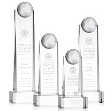 Kruse Globe on Base Clear Towers Crystal Trophy - Crystal Globe Awards