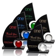 Souza Black Globe Crystal Trophy - Crystal Globe Awards