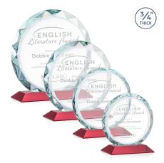 Clarke Red Circle Crystal Trophy - Crystal Trophies