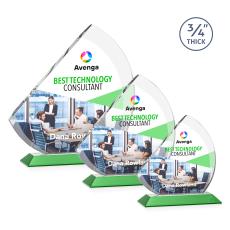 Yanez Full Color Green Peaks Crystal Trophy - Custom Trophies