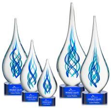 Bauman on Half Round Base - Blue - Glass Trophies