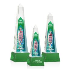 Slaughter Full Color on Base Green Obelisk Crystal Trophy - Crystal Trophies