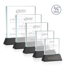 Landers on Helton Black Square / Cube Crystal Trophy - Crystal Trophies