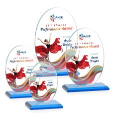 Woods (Vert) Full Color Sky Blue Circle Crystal Trophy - Crystal Trophies