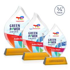 Cavazos Full Color on Helton Amber Flame Crystal Trophy - Crystal Trophies