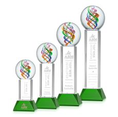 Blackburn on Tower Base Green Globe Glass Trophy - Art Glass Trophies