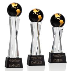 Branch Black/Gold Globe Crystal Trophy - Crystal Globe Awards
