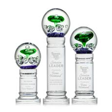 Williamson Towers on Crystal Pedestal Base Glass Trophy - Art Glass Trophies