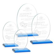 Woods (Vert) Sky Blue Circle Crystal Trophy - Crystal Trophies