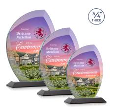 Oakes Full Color Black Peaks Crystal Trophy - Custom Trophies