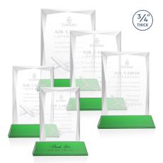 Cassidy on Helton Base Green Rectangle Crystal Trophy - Crystal Trophies