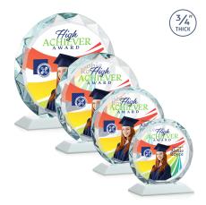 Clarke Full Color Fagan Circle Crystal Trophy - Custom Trophies