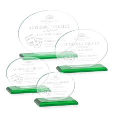 Woods (Horiz) Green Circle Crystal Trophy - Crystal Trophies