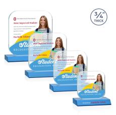 App Full Color Sky Blue Square / Cube Crystal Trophy - Custom Trophies