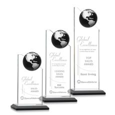 Myers Black/Silver Globe Crystal Trophy - Crystal Globe Awards