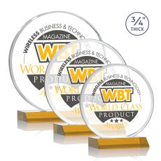 Juarez Full Color Amber Circle Crystal Trophy - Custom Trophies