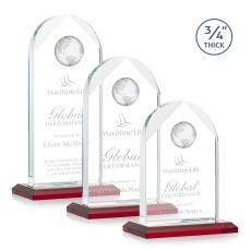 Cortez Red Globe Crystal Trophy - Crystal Globe Awards