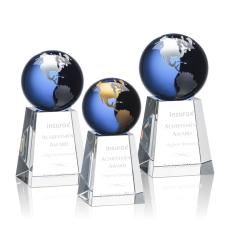 Krause Blue/Gold Globe Crystal Trophy - Crystal Globe Awards
