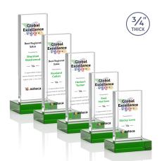Barlow Full Color Green Rectangle Crystal Trophy - Custom Trophies