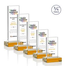Barlow Full Color Amber Rectangle Crystal Trophy - Custom Trophies