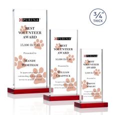 Prieto Full Color Red Rectangle Crystal Trophy - Custom Trophies
