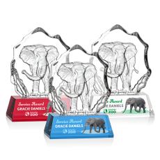 Reece Elephant Full Color Animals Crystal Trophy - Custom Trophies