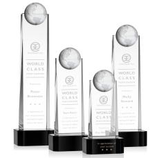 Kruse Globe on Base Black Towers Crystal Trophy - Crystal Globe Awards