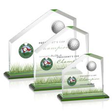 Morgan Full Color Golf Green Peaks Crystal Trophy - Crystal Globe Awards
