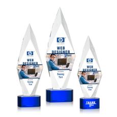 Kendrick Full Color on Half Round Base Blue Crystal Trophy - Crystal Trophies