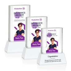 Downey Full Color on Base Fagan Rectangle Crystal Trophy - Crystal Trophies