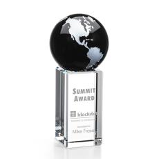 Caballero Black/Silver Globe Crystal Trophy - Crystal Globe Awards