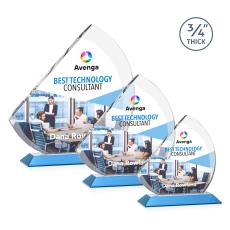 Yanez Full Color Sky Blue Peaks Crystal Trophy - Crystal Trophies