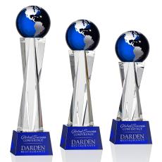Branch Blue/Silver Globe Crystal Trophy - Crystal Globe Awards
