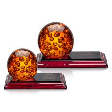 Freeman Globe on Wood Base Glass Trophy - Art Glass Trophies