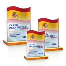 Dobbs Full Color Amber Unique Crystal Trophy - Patriotic and Government Awards 