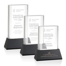 Downey on Base Black Rectangle Crystal Trophy - Crystal Trophies