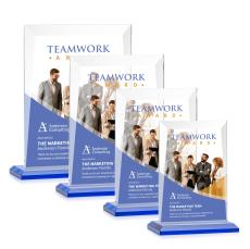 Prieto Full Color Blue Rectangle Crystal Trophy - Custom Trophies