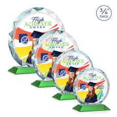 Clarke Full Color Green Circle Crystal Trophy - Crystal Trophies