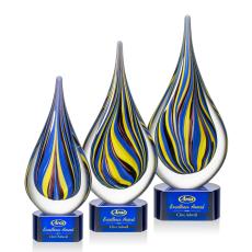 Sharp Blue Tear Drop Glass Trophy - Art Glass Trophies