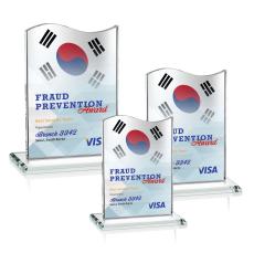 Dobbs Full Color Clear Unique Crystal Trophy - Patriotic and Government Awards 