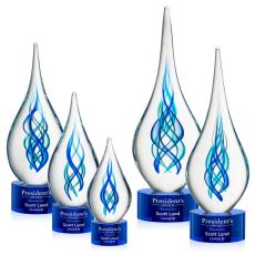 Bauman on Round Base - Blue - Glass Trophies