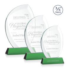 Oakes on Helton Base Green Flame Crystal Trophy - Crystal Trophies