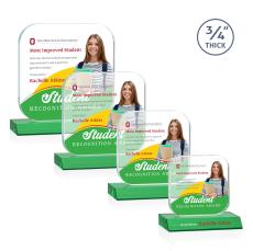 App Full Color Green Square / Cube Crystal Trophy - Crystal Trophies