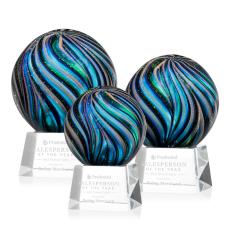 McCray on Small Crystal Base Clear Globe Glass Trophy - Art Glass Trophies