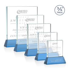Landers on Helton Sky Blue Square / Cube Crystal Trophy - Crystal Trophies