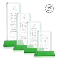 Carey on Helton Green Rectangle Crystal Trophy - Crystal Trophies