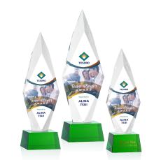 Kendrick Full Color on Small Base Green Crystal Trophy - Crystal Trophies