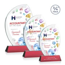 Oakes Full Color on Helton Base Red Flame Crystal Trophy - Crystal Trophies