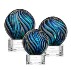 McCray on Half Round Base Clear Globe Glass Trophy - Art Glass Trophies